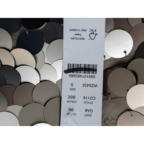 J. Crew Sequin Embellished T-Shirt Sz S Beige Silver NWD CD116 - Missing Sequins - Picture 6 of 7